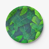 美しい緑葉の模様 ペーパープレート (正面)