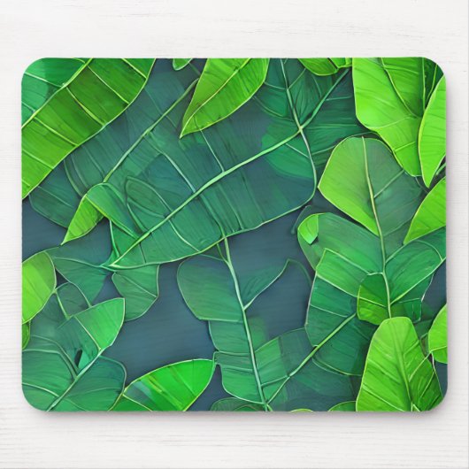 美しい緑葉の模様 マウスパッド (正面)