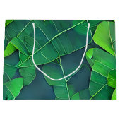 美しい緑葉の模様 ラージペーパーバッグ (正面)