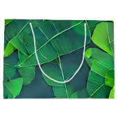 美しい緑葉の模様 ラージペーパーバッグ (裏面)