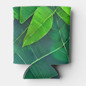 美しい緑葉の模様 缶クーラー (正面)