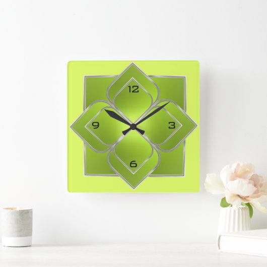 美しい緑 スクエア壁時計 (ホーム)