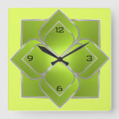 美しい緑 スクエア壁時計 (正面)