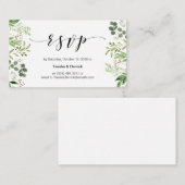 美しい緑、ブラックスクリプト、ウェディングRSVP エンクロージャーカード (正面/裏面)