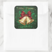 美しい緑、赤と黄金のメリークリスマス スクエアシール (バッグ)