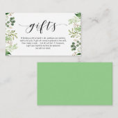 美しい緑、黒いフォント、贈り物に関するメモ エンクロージャーカード (正面/裏面)