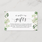 美しい緑、黒いフォント、贈り物に関するメモ エンクロージャーカード (正面)