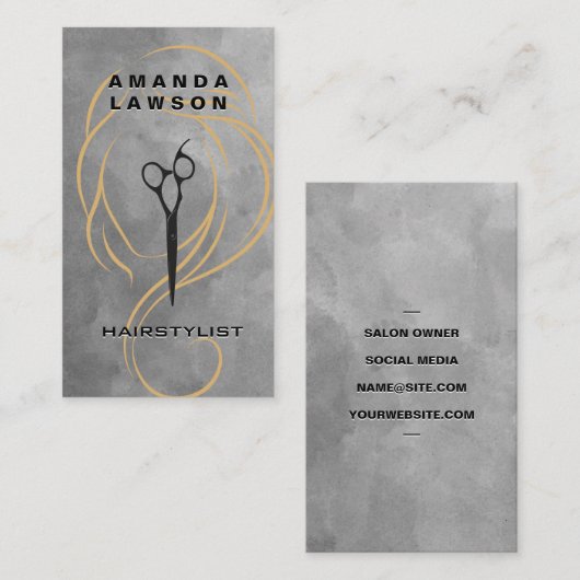 美しい線イラストレーション |はさみ |水彩 名刺 (正面/裏面)