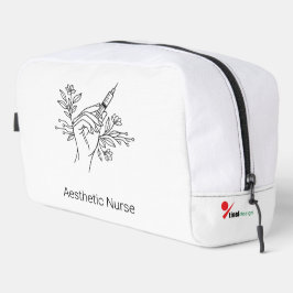 美しい線画の注射器と植物をデザインした、美容看護師のためのグッズ ドップキット
