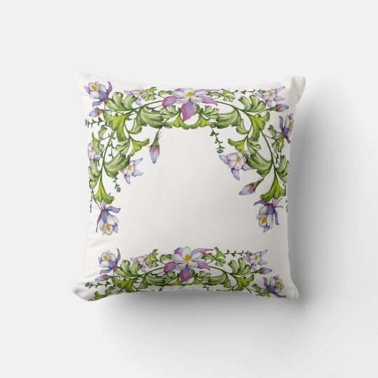 美しい繊細なオダマキ（植物）の花 クッション (正面)