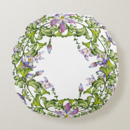 美しい繊細なオダマキ(植物)の花 ラウンドクッション