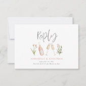 美しい繊細なフローラガーリーの結婚返事 出欠カード (正面)
