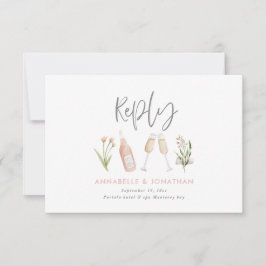 美しい繊細なフローラガーリーの結婚返事 出欠カード