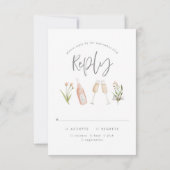 美しい繊細なフローラガーリーの結婚返事 出欠カード (裏面)