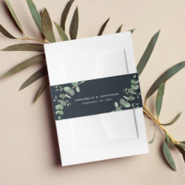 美しい繊細なユーカリのシック結婚ブラックズ 招待状ベリーバンド