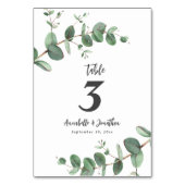 美しい繊細なユーカリ結婚の葉 テーブルナンバー (正面)