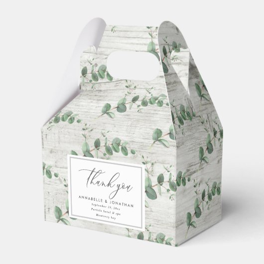 美しい繊細なユーカリ結婚の葉 フェイバーボックス (正面サイド)