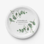 美しい繊細なユーカリ結婚の葉 ペーパープレート (正面)