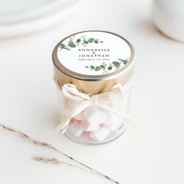 美しい繊細なユーカリ結婚の葉 ラウンドシール