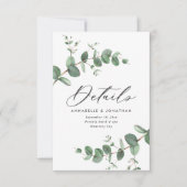 美しい繊細なユーカリ結婚プスの詳細 出欠カード (正面)