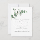 美しい繊細なユーカリ結婚プスの詳細 出欠カード (裏面)