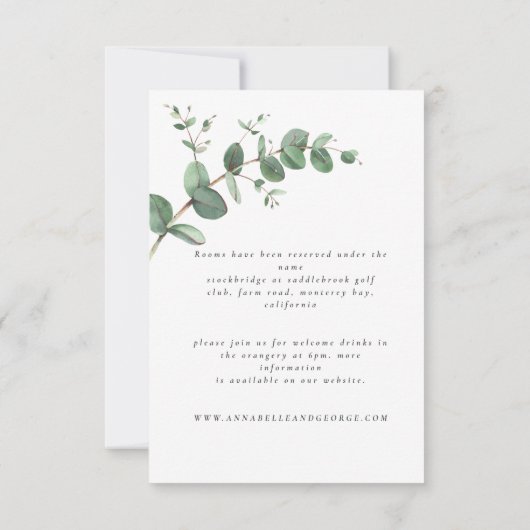 美しい繊細なユーカリ結婚プスの詳細 出欠カード (裏面)