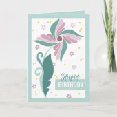 美しい繊細な禅のドードルフラワーCC1276誕生日 カード (正面)
