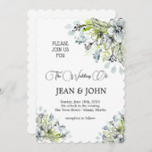 美しい繊細な結婚花 招待状 (正面/裏面)