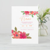 美しい繊細な赤い花 招待状 (スタンド正面)