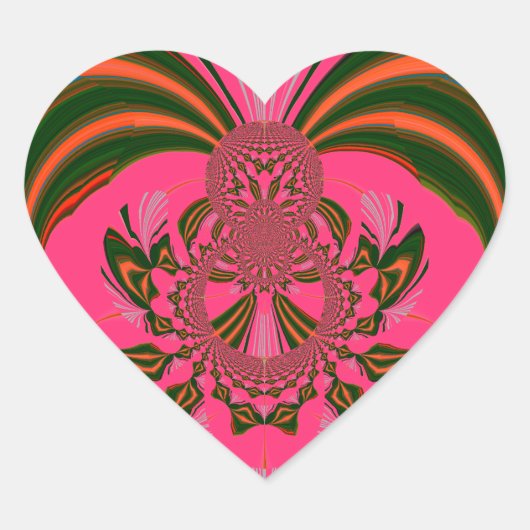 美しい美しいアフリカホットピンクレッドゴールデングリーン ハートシール (正面)