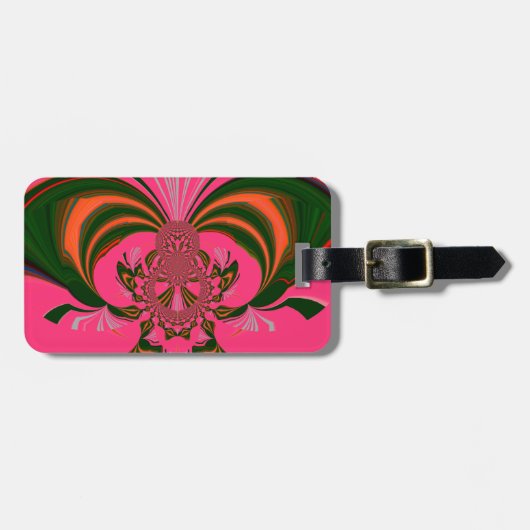 美しい美しいアフリカホットピンクレッドゴールデングリーン ラゲッジタグ (正面横)