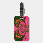 美しい美しいアフリカホットピンクレッドゴールデングリーン ラゲッジタグ (正面縦)