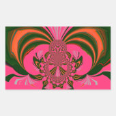美しい美しいアフリカホットピンクレッドゴールデングリーン 長方形シール (正面)