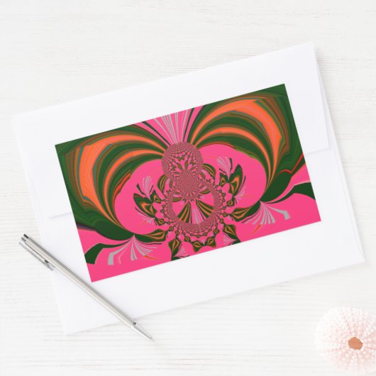 美しい美しいアフリカホットピンクレッドゴールデングリーン 長方形シール (封筒)