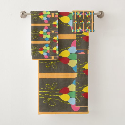 美しい美しいカラフルハッピーバースデーバルーン バスタオルセット (インサイチュ)