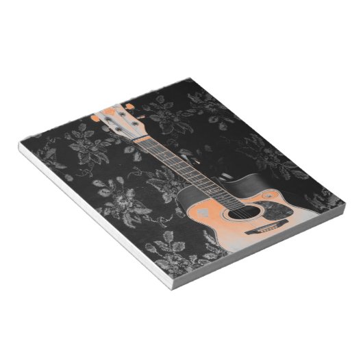 美しい美しいギターアフリカのグレースケールモチーフ ノートパッド (アングル)