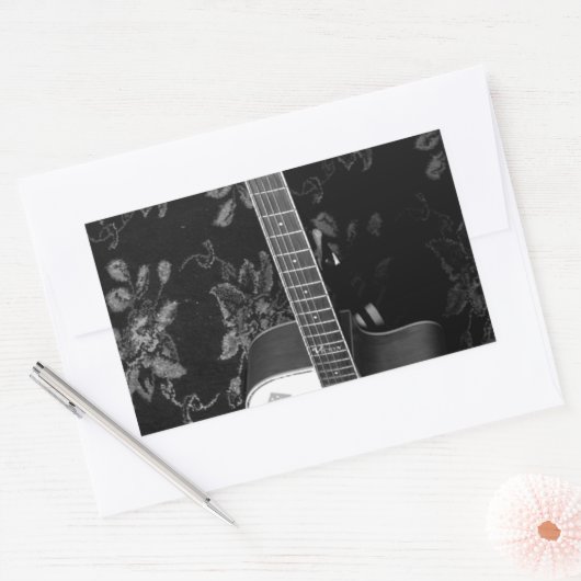 美しい美しいギターアフリカのグレースケールモチーフ 長方形シール (封筒)