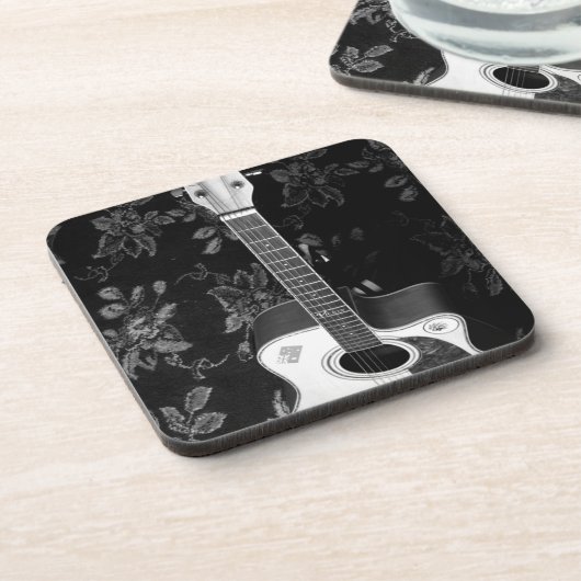 美しい美しいギターアフリカのグレースケールモチーフAr コースター (左側)