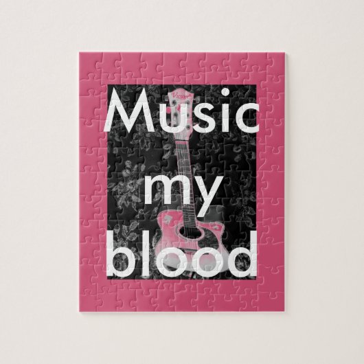 美しい美しいギターアフリカのグレースケールモチーフAr ジグソーパズル (縦)