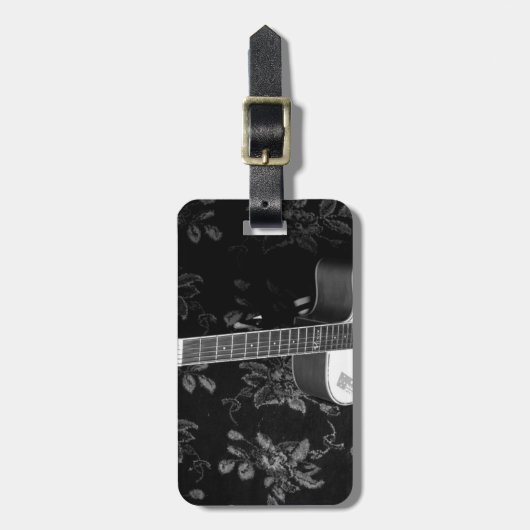 美しい美しいギターアフリカのグレースケールモチーフAr ラゲッジタグ (正面縦)