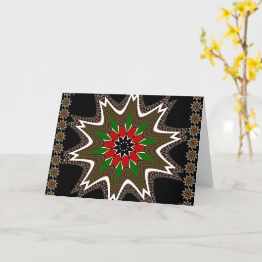 美しい美しいケニア文化モチーフ幾何学模様 カード (黄色い花)