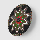 美しい美しいケニア文化モチーフ幾何学模様 ラウンド壁時計 (傾斜)