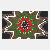 美しい美しいケニア文化モチーフ幾何学模様 長方形シール (正面)