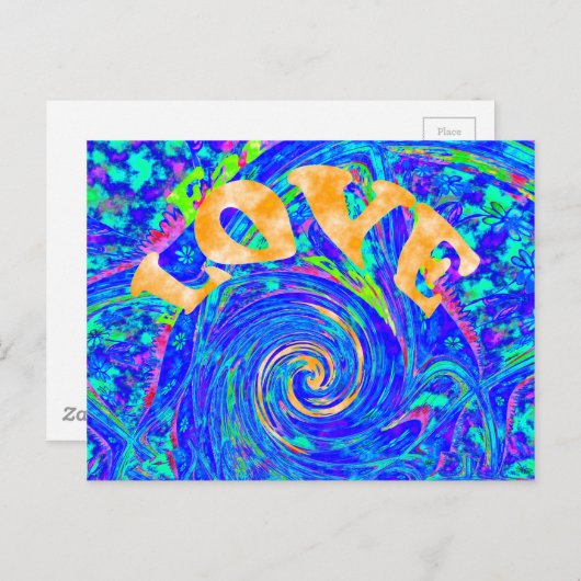 美しい美しいブルーラブプリントフラッシュベクターアート ポストカード (正面/裏面)