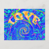 美しい美しいブルーラブプリントフラッシュベクターアート ポストカード (正面)