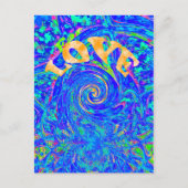 美しい美しいブルーラブプリントフラッシュベクターアート ポストカード (正面)