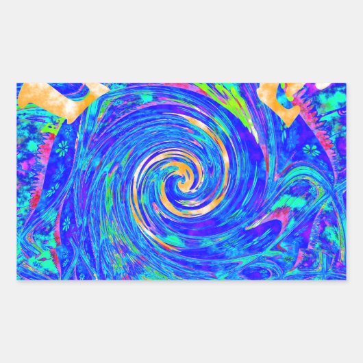 美しい美しいブルーラブプリントフラッシュベクターアート 長方形シール (正面)