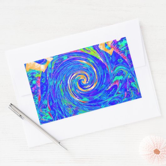 美しい美しいブルーラブプリントフラッシュベクターアート 長方形シール (封筒)