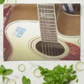 美しい美しいヴィンテージギターをアフリカのモチーフに キッチンタオル (折り畳み)