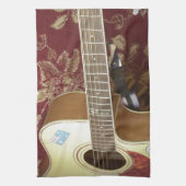 美しい美しいヴィンテージギターをアフリカのモチーフに キッチンタオル (縦)